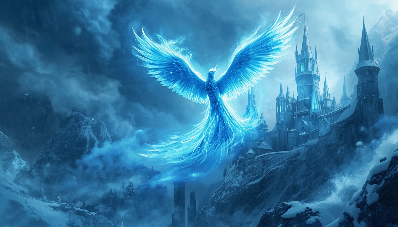 Halcyon Breach key art: an ice phoenix rises above frozen castle ramparts in this co-op tactical shooter video game